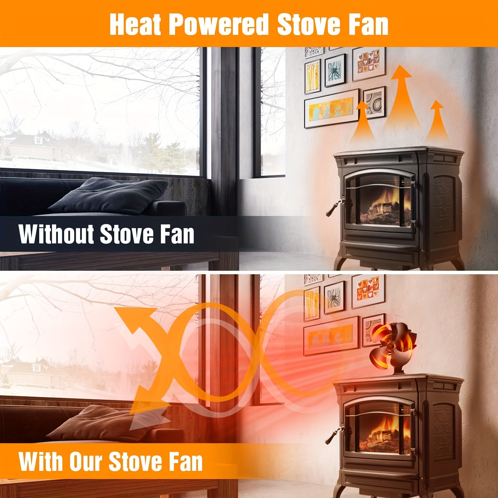 Aluminum Wood Stove Fan with Slot Lock Design for Fireplace and Camping
