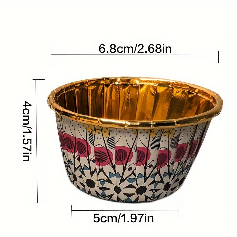 Set of 50 Disposable Paper Baking Cups, Assorted Holiday Themes, Heat-Resistant, Round Cupcake Liners