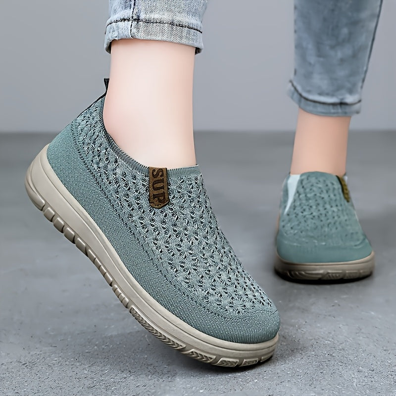 Women's Slip-On Casual Sneakers - Breathable Knit, Lightweight, All-Season