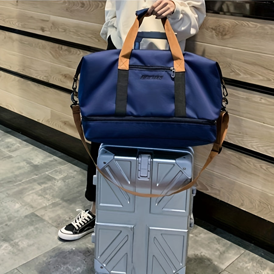 Large Capacity Polyester Travel Tote Bag with Wet Dry Separation for Gym and Travel in Multiple Colors