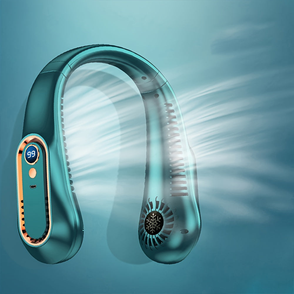 Portable Mini Neck Fan USB Rechargeable 5-Speed Adjustable Safe Comfortable for Office Sports Outdoor