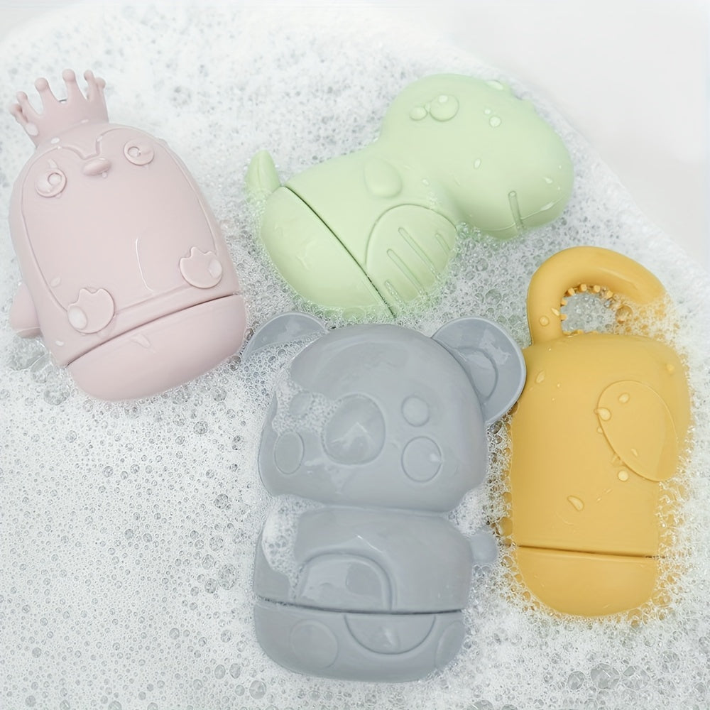 Set of 4 Silicone Animal Bath Toys for Kids Vibrant Child-Safe Shower Play