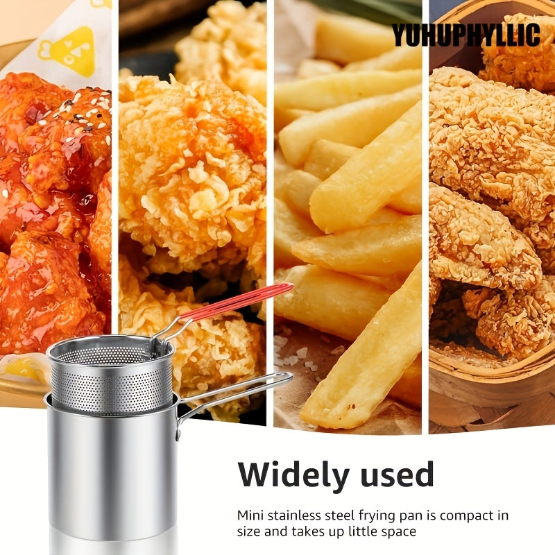 Freidora de acero inoxidable con soporte para filtro para papas fritas crujientes, pescado, pollo