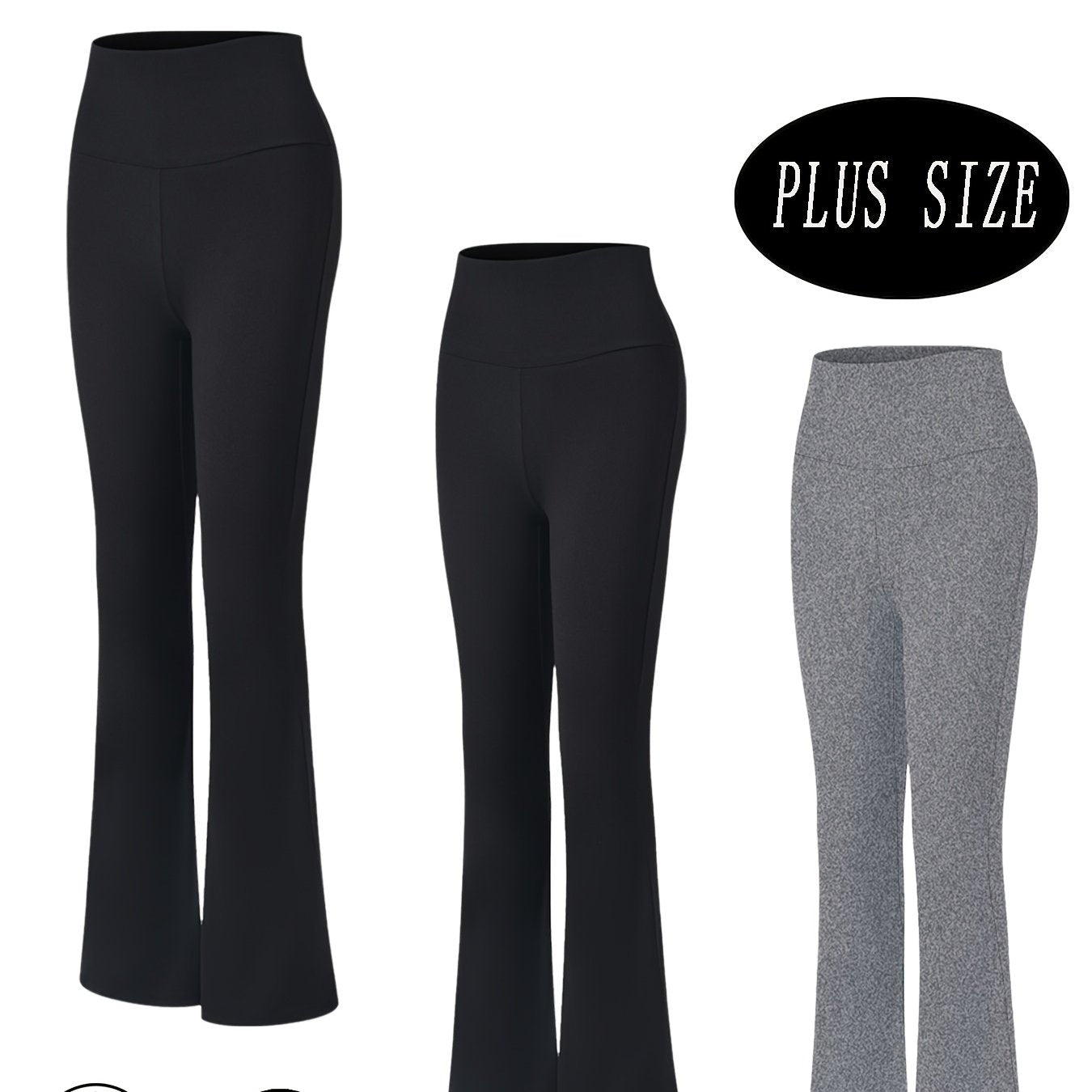 Plus Size Women's Soft High Waist Flare Pants Tummy Control Bootleg Leggings