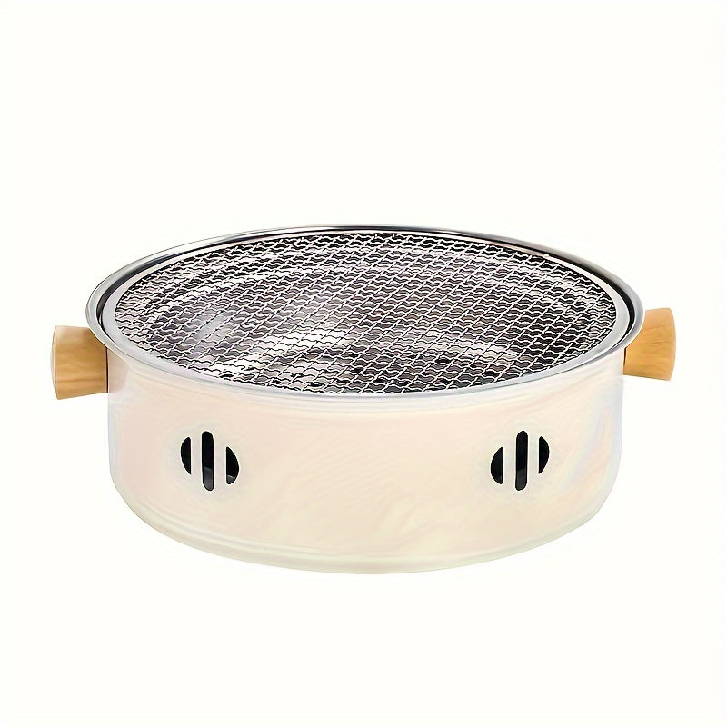 Portable Stainless Steel Barbecue Stove with Round Rack for Camping and Outdoor Grilling
