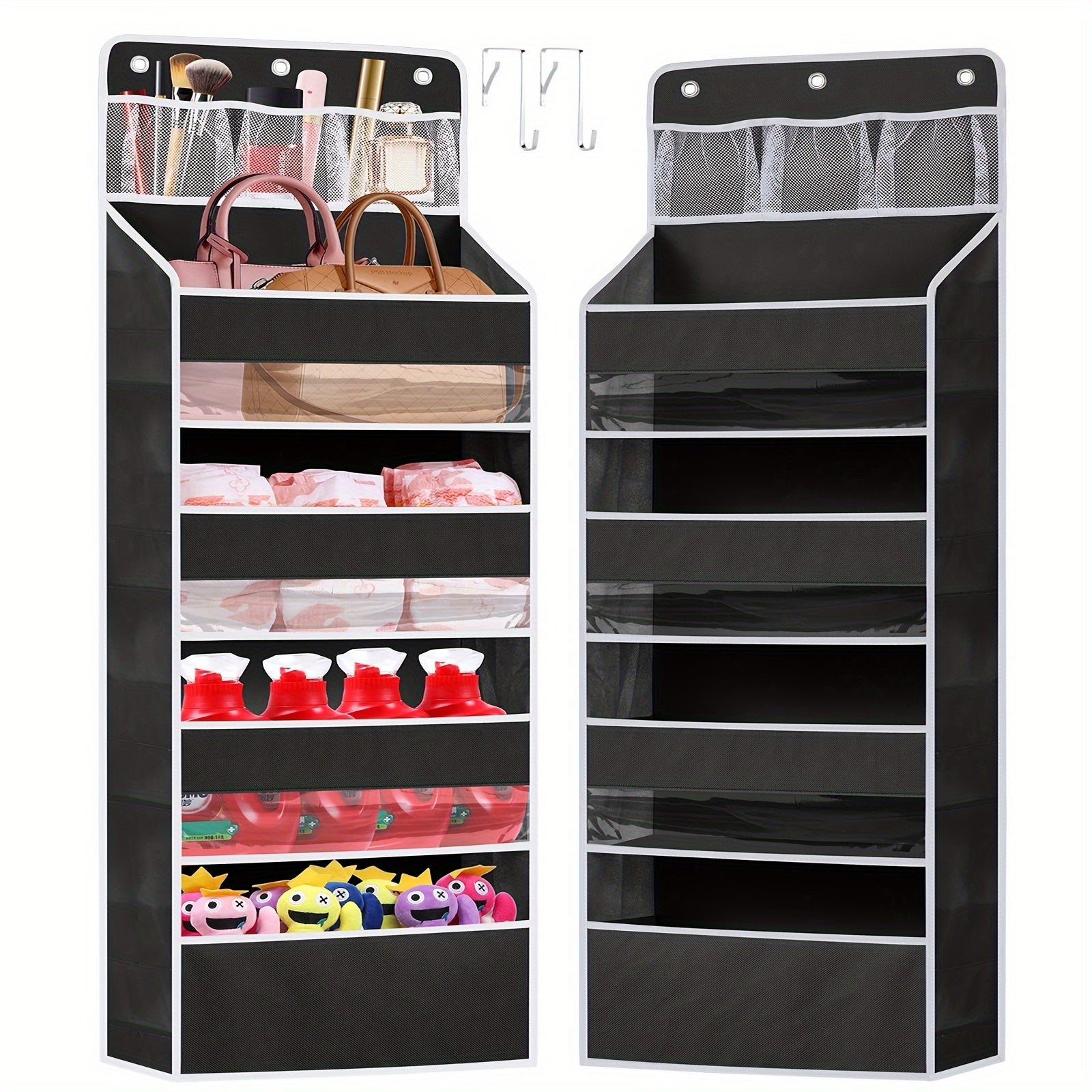 Over-the-Door Organizer with 5 Bins and 10 Side Pockets for Bathroom and Bedroom Storage