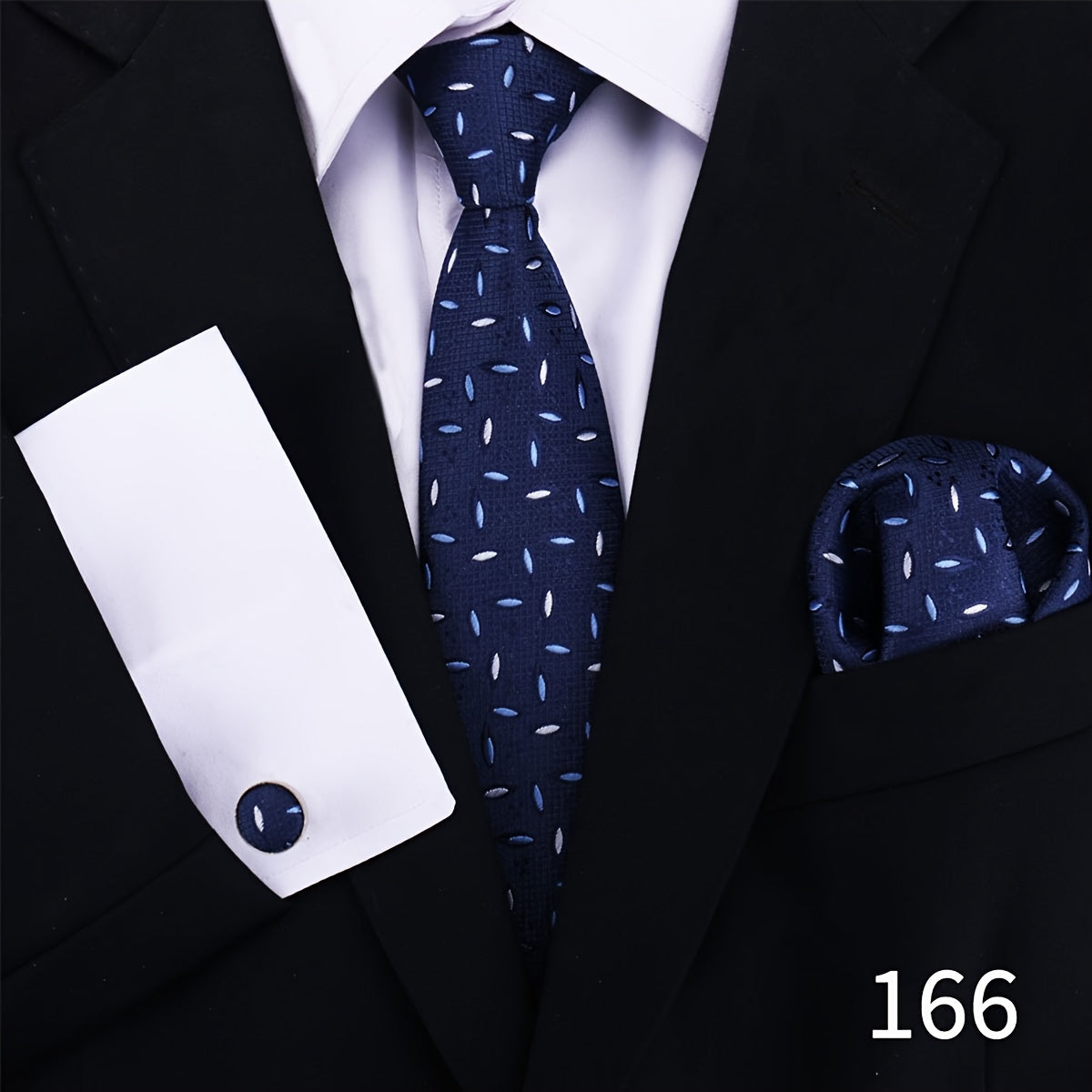 Men's Plaid Tie Set with Cufflinks and Handkerchief for Wedding and Formal Wear