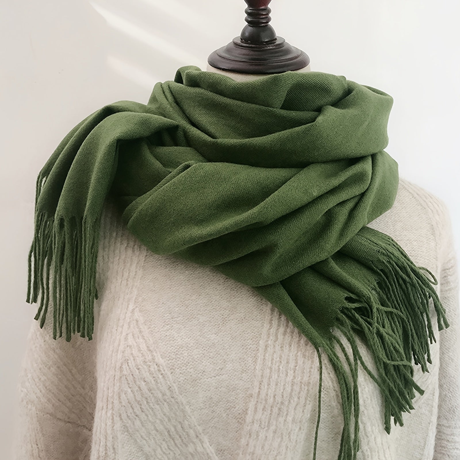 Large Lightweight Cotton Shawl with Tassels for Sun Protection and Wind Resistance in Candy Colors for Men and Women