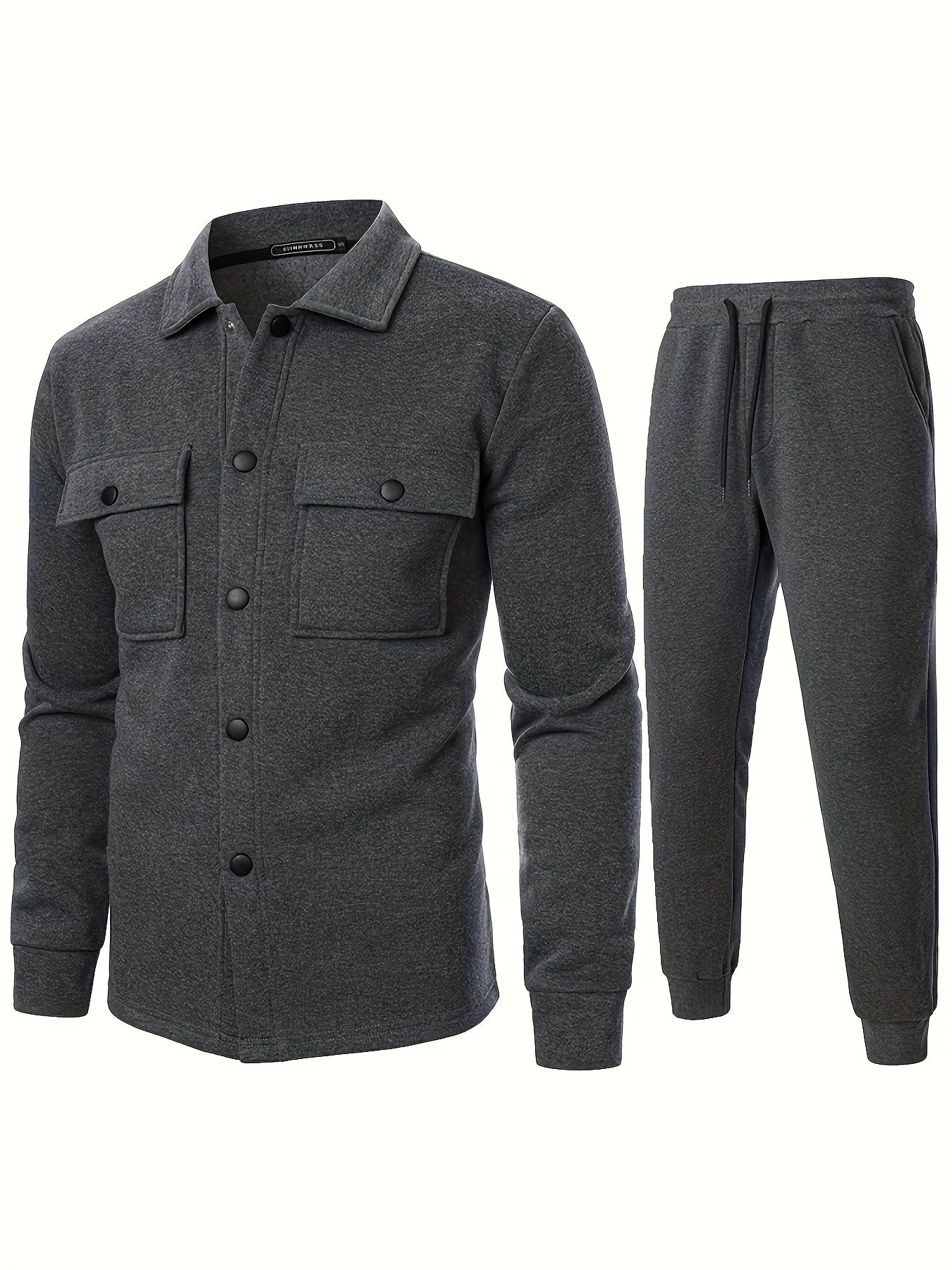 Men's Casual Fleece Jacket Made of 100% Polyester Knit Fabric with Lapel Collar and Pockets