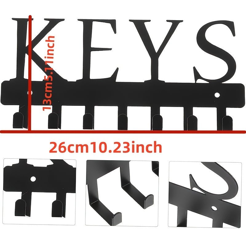 Qora metall devor uchun qulf va bezakli tutqichlar bilan kiyimlar, shlyapalar va uy uchun saqlash uchun tashkilotchi