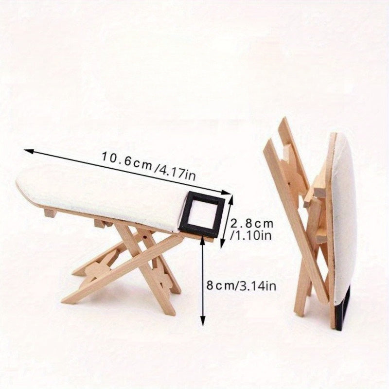 Miniature Ironing Board and Iron Set for Dollhouse Kitchen and Living Room Decor