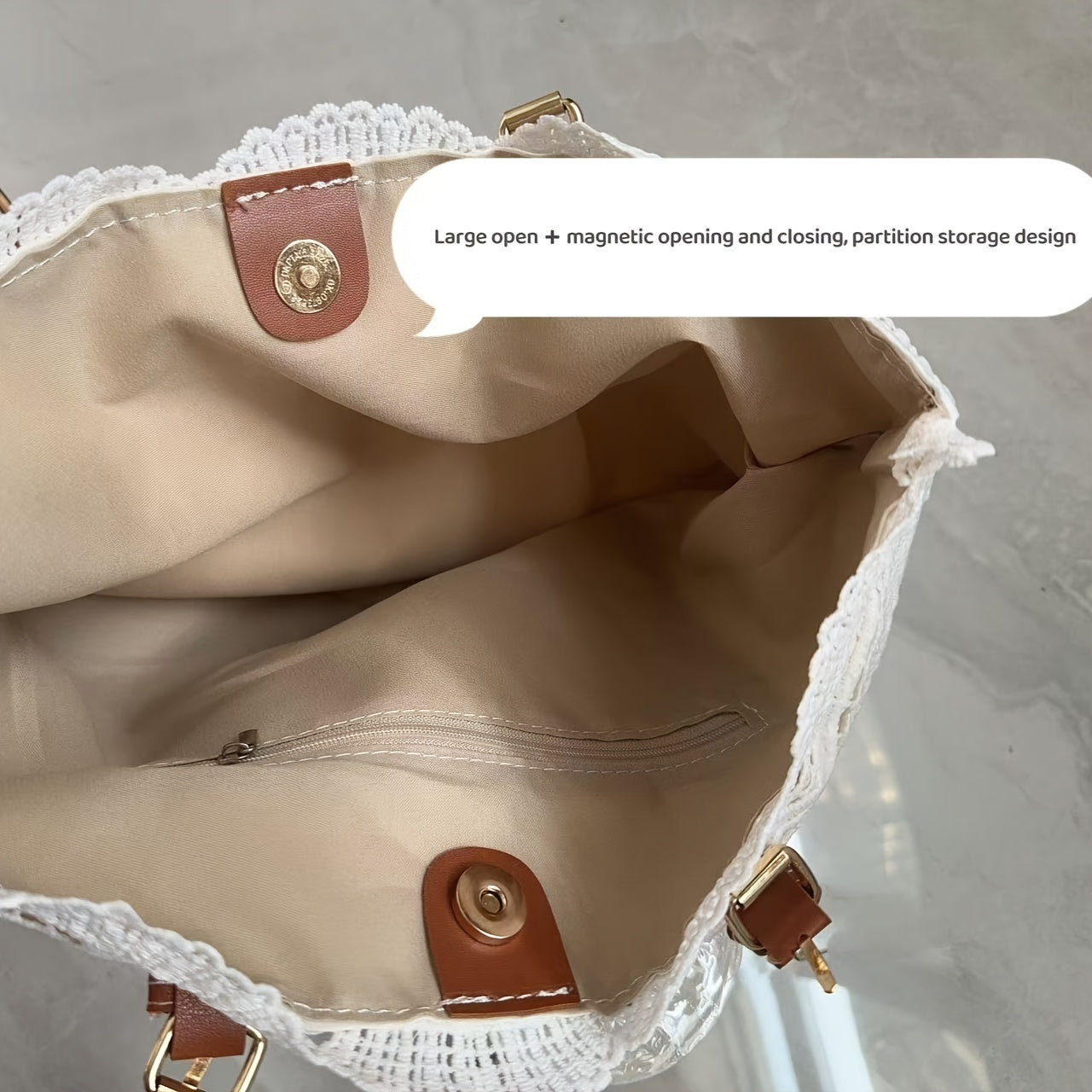 Women's Lace Shoulder Bag with Adjustable Strap Foldable Design and Wristlet