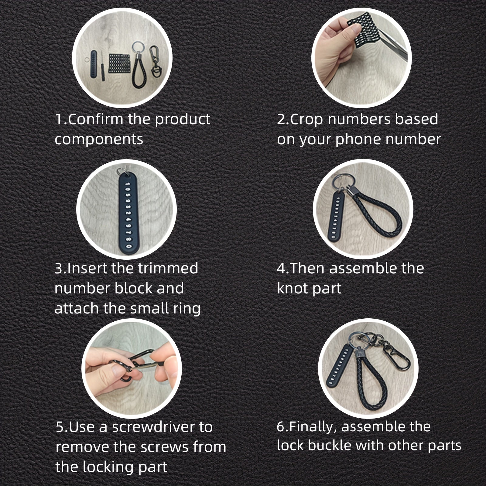 Alloy Keychain with Phone Number Tag Durable Non-Braided Universal Use