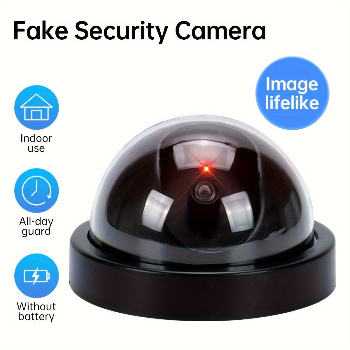 Black Plastic Fake CCTV Camera with Flashing LED for Security Monitoring
