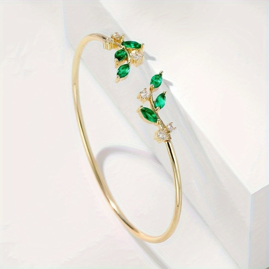 Ayollar uchun zamonaviy zargarlik buyumlari bilan mis bargli taqinchoq, kubik zirkon bilan