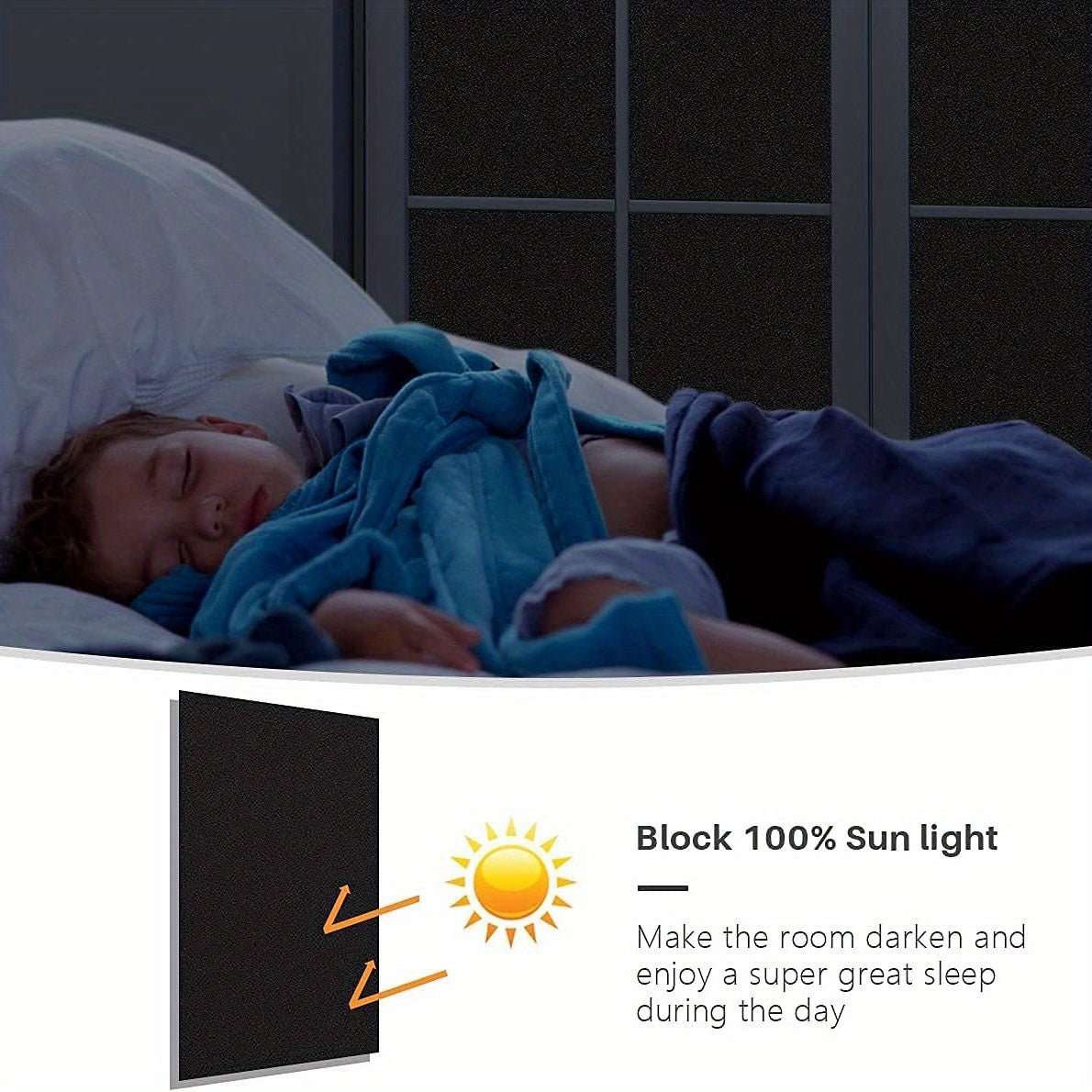 Black Frosted Privacy Window Film for Insulation Sun Protection Opaque Decor