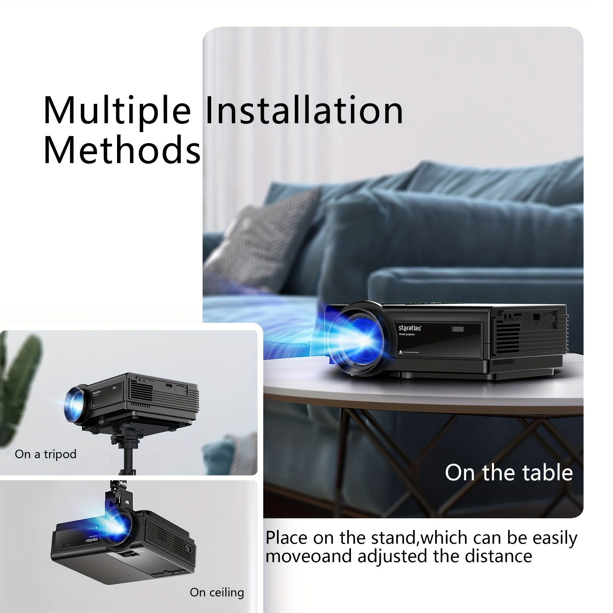 Mini Portable Projector 1080P Full HD Wifi Bluetooth Compact Video Player