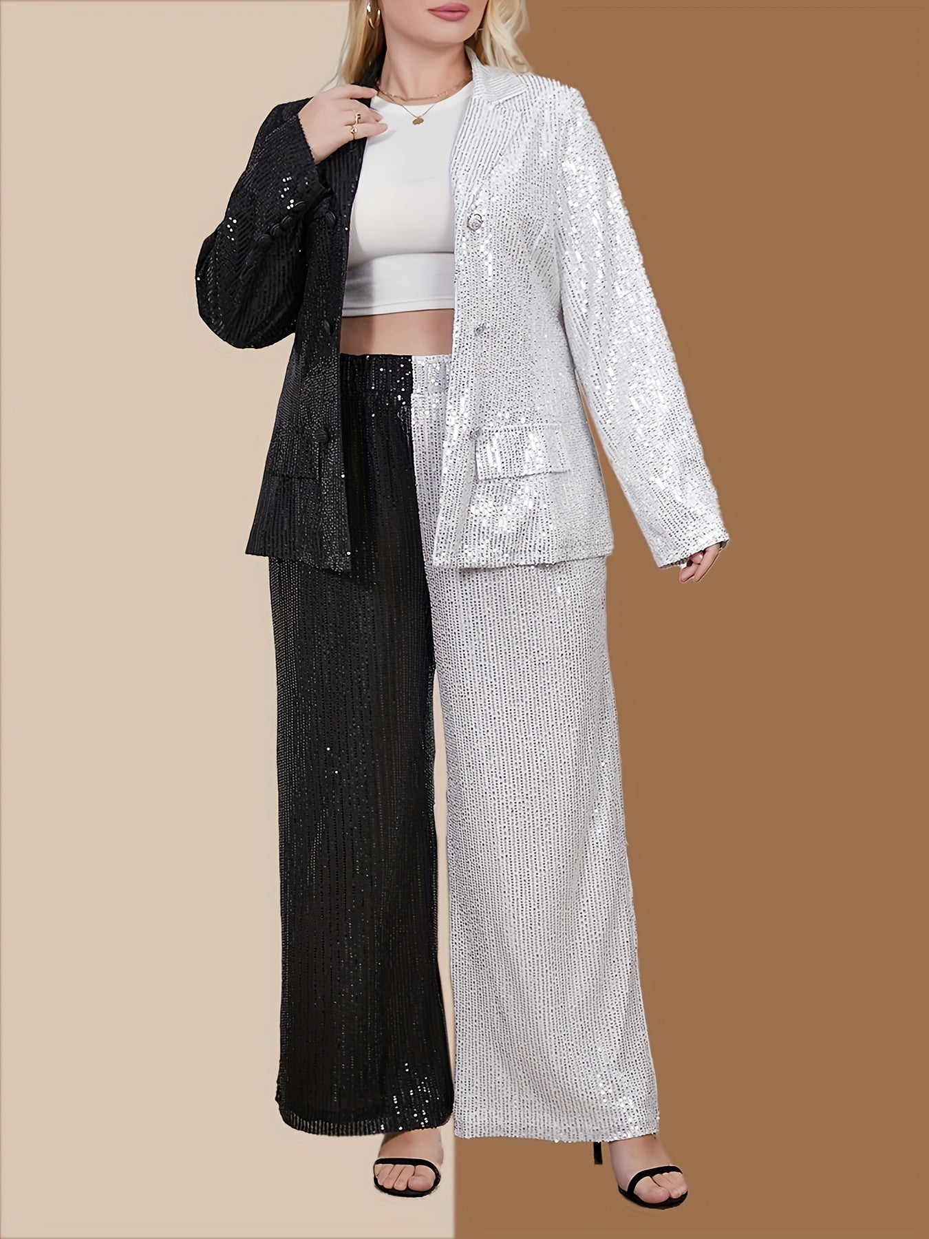 Girl's Stylish Sequin Patchwork Outfit for Special Occasions