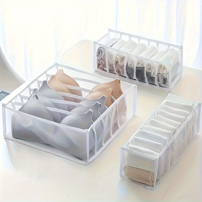 Non-Woven Storage Bins with Black Frames Set of 3 for Closet Organization Underwear Socks Bras Space-Saving Foldable