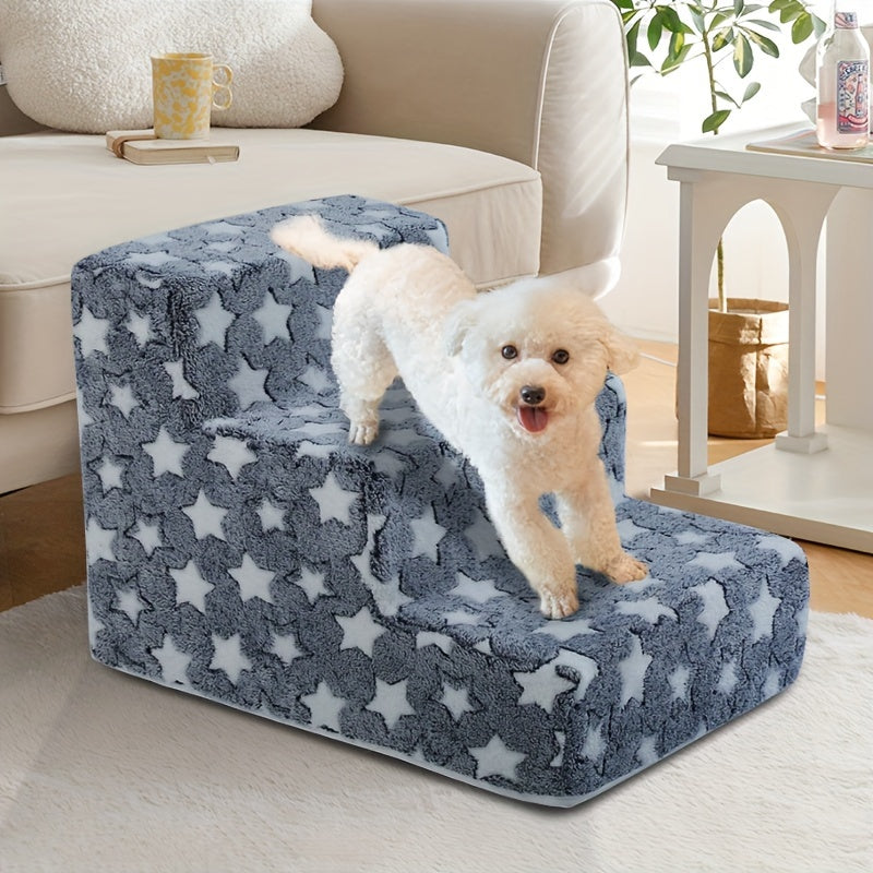 Small Medium Dog Stairs Non-Slip Sponge Removable Cartoon 3 or 4 Steps