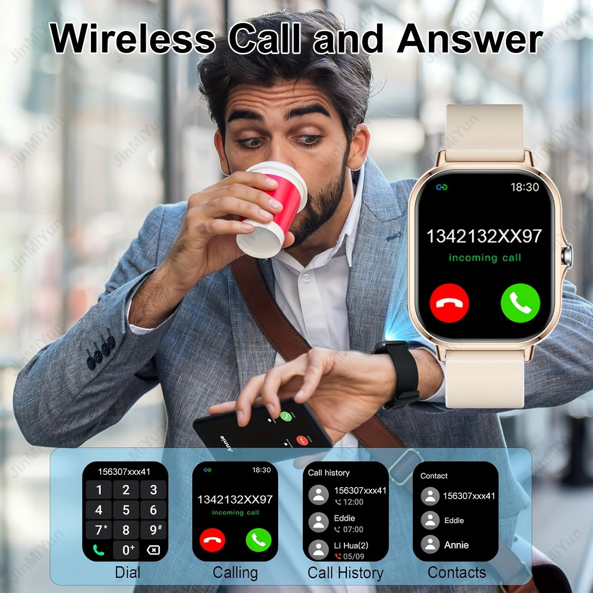 Full Touch Sports Smartwatch for Men and Women 1.83 Inch Fitness Tracker with Call and Message Reminder