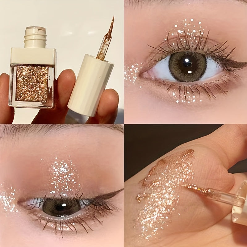 Sombra líquida para ojos para mujer con purpurina, piedras de rhinestone y iluminador
