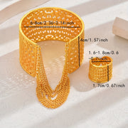 Ayollar uchun Vintage Luxury Bilaguzuk va Halqa To'plami, O'rta Sharq To'y Banket Zargarlik To'plami, To'y Aksessuarlar