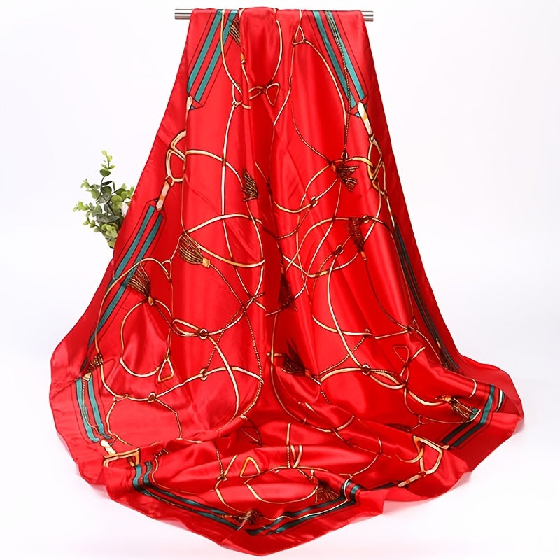 Large Satin Square Scarf Fashion Neck Wrap Lightweight Silk-Like Polyester