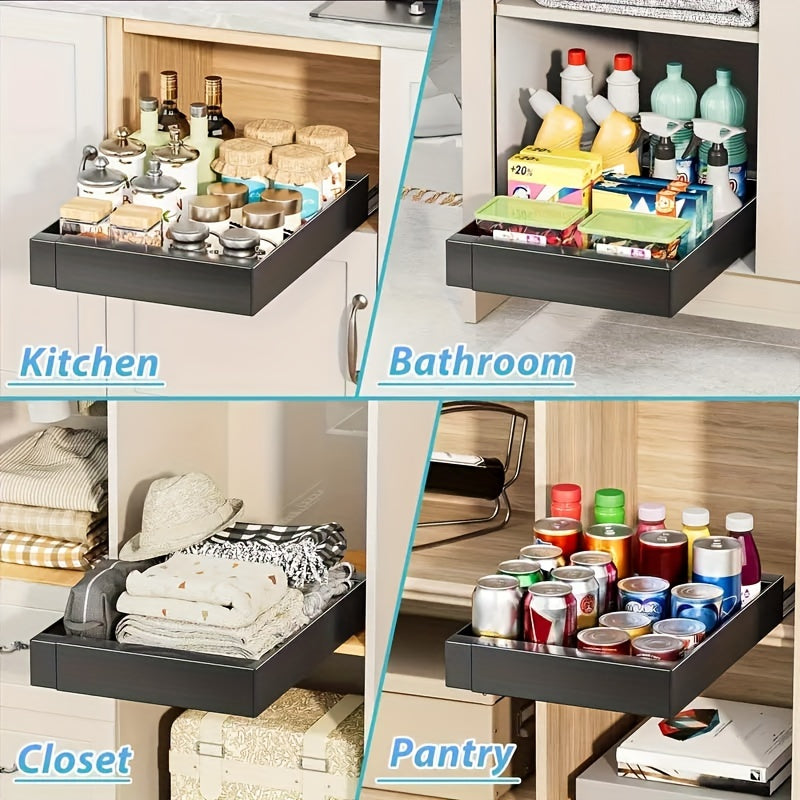 Expandable Under Sink Organizer Rack with Sliding Drawers for Kitchen Bathroom Closet