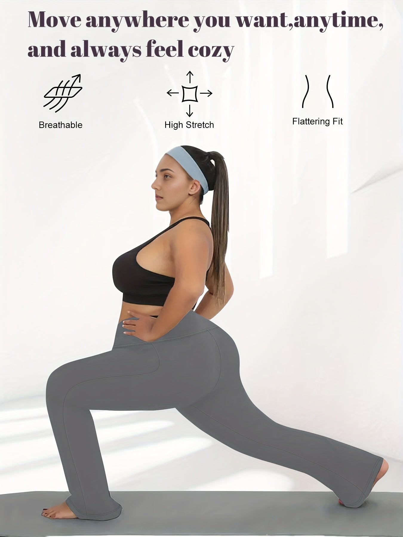 Women's Plus Size High Stretch Flared Leg Sports Pants for Workout and Fitness