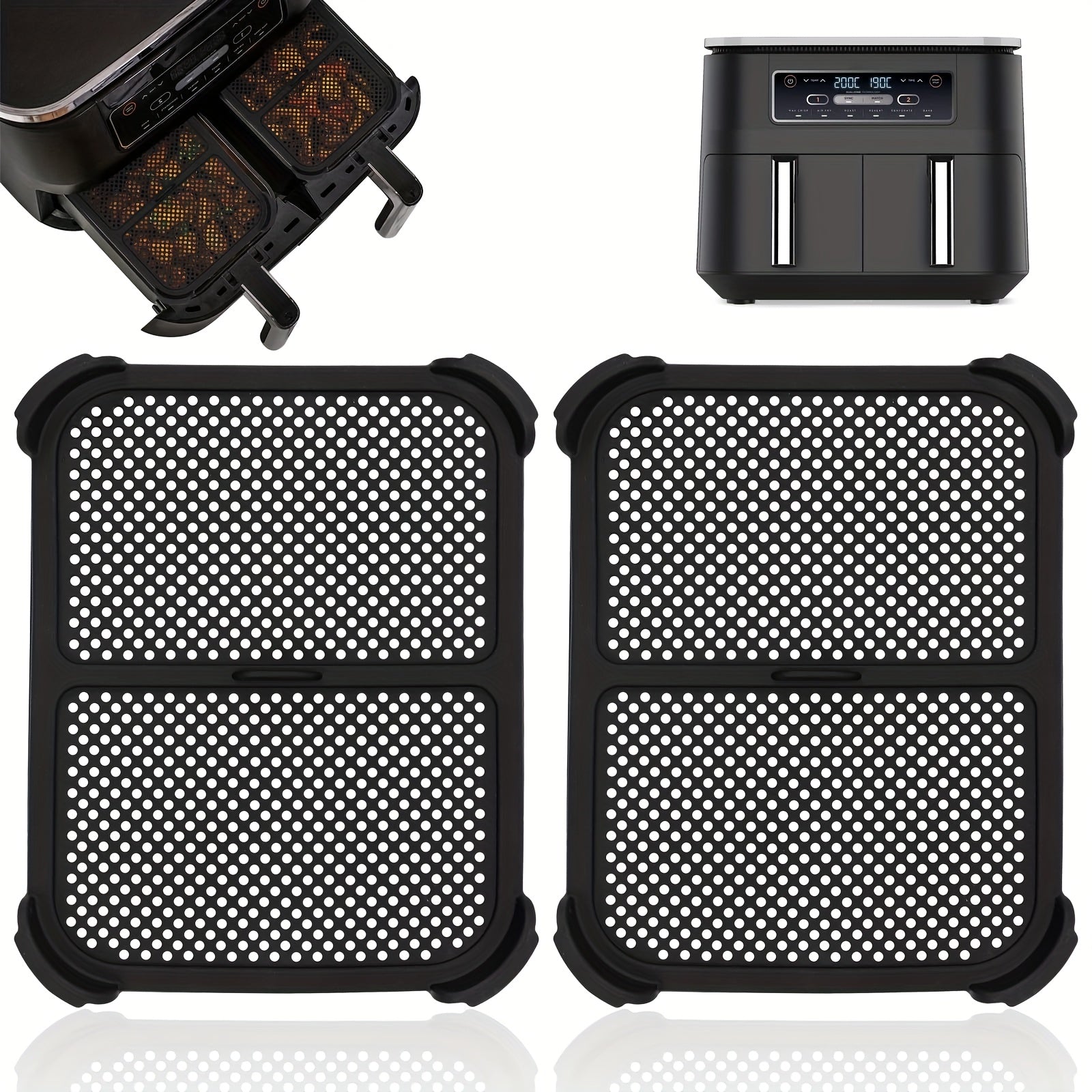 2pcs Silicone Splash Guards for Ninja Foodi Dual Zone AF300EU Air Fryer Accessories