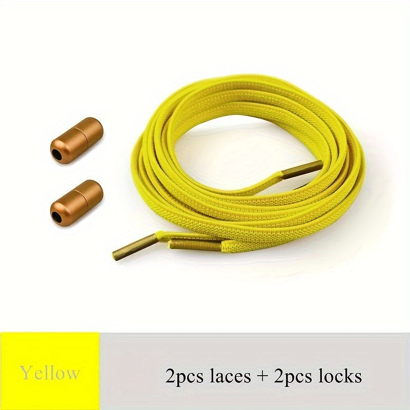 Elastic Shoelaces for Adults and Youths, Metal Caps, No Tying Needed