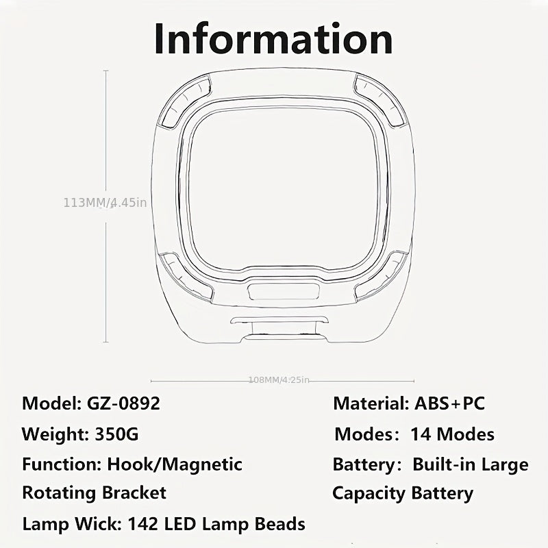 Rechargeable LED Work Light Shark Shape with Magnetic Base and Multi-Color Illumination