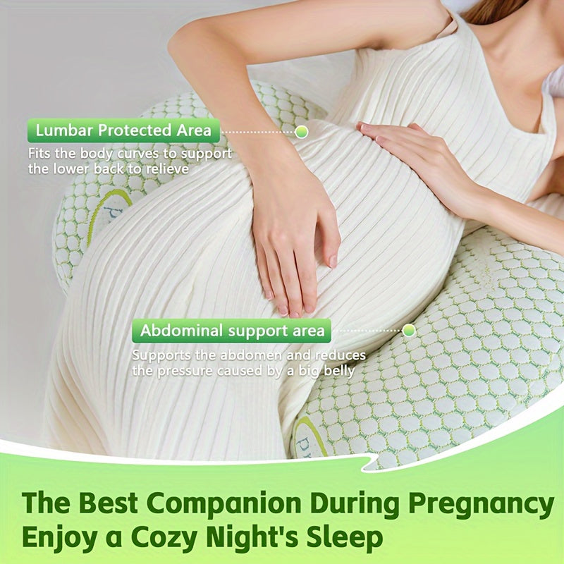 Adjustable Full Body Pregnancy Pillow with Soft Polyester Support for Expectant Mothers