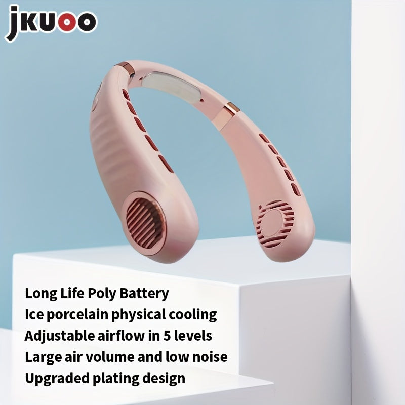 Bladeless Neck Fan Quiet Cooling USB Rechargeable 5-Speed Adjustable Outdoor Office