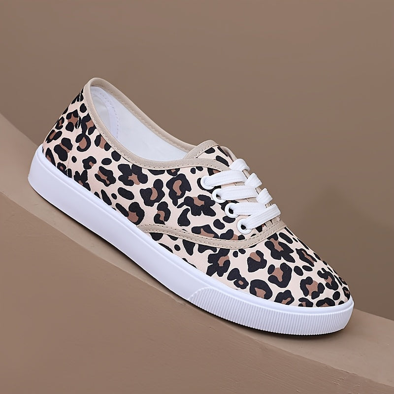 Women's Low-Top Lace-Up Flats Beige Black Breathable Casual All-Season Shoes