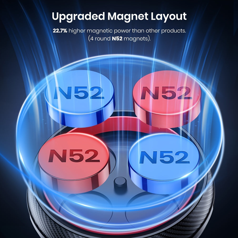 Magnetic Car Phone Holder Extendable Arm 360° Rotation Metal Hook