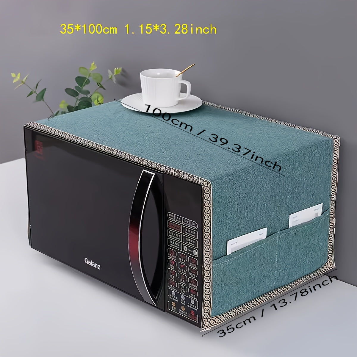 Bej va oltin dizayni bilan mikrotolqinli pech uchun zamonaviy va bardoshli polyester qoplama. Aniq kesimlar, oson o'rnatish va yuqori darajadagi himoya uchun qirrali tekstura bilan ta'minlangan.