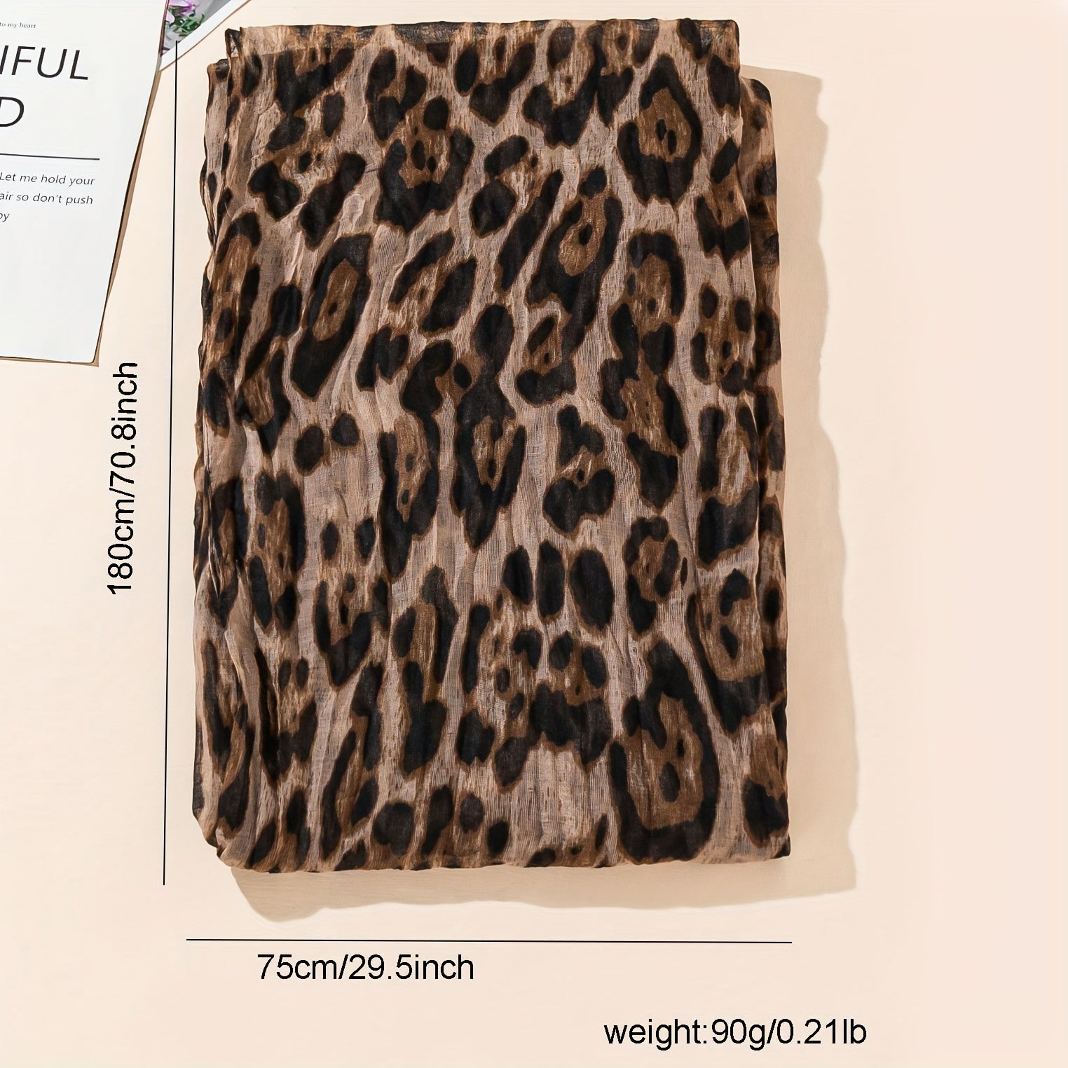 Leopard Print Chiffon Scarf for Women Polyester Lightweight Sun-Resistant Fashion Accessory