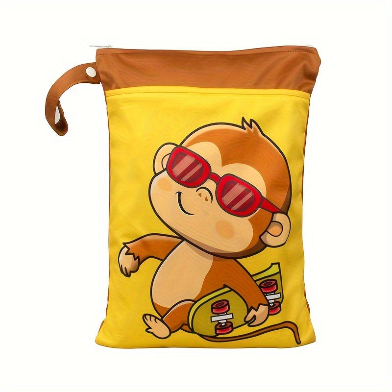 Водонепроницаемая сумка для влажных вещей с принтом животных, washable сумка для подгузников, сумка для мамы с двумя молниями, многофункциональная дорожная и пляжная сумка, органайзер для хранения косметики