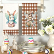 Набор из 2 кухонных полотенец Фея и Кролик 45x66 см, впитывающие, из полиэстера