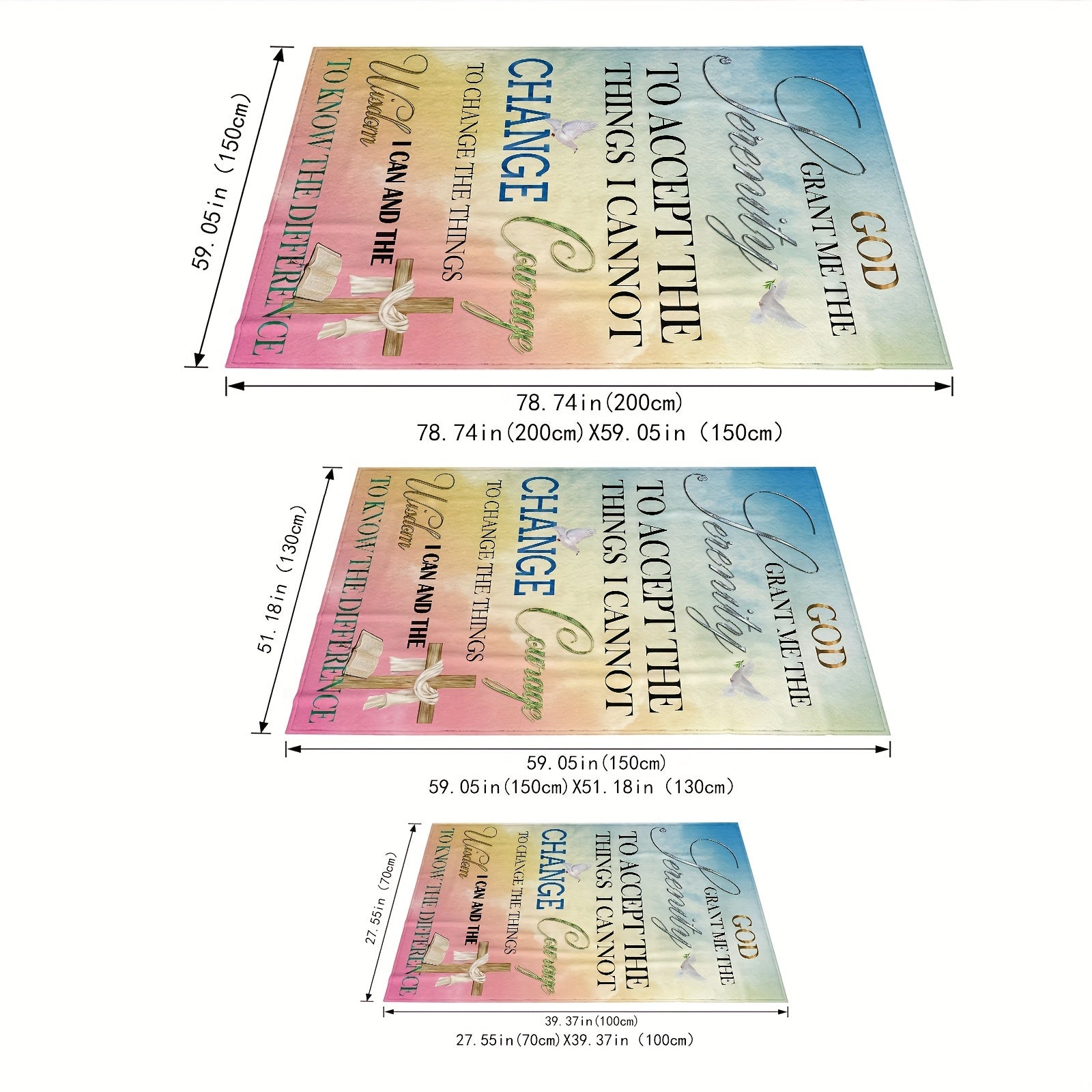 Fleece Blanket Soft Warm Throw with Serenity Prayer for Bed Sofa Travel