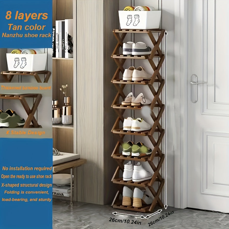 Estantería para zapatos retráctil de instalación gratuita, de 3 a 9 niveles, ahorrador de espacio para puertas estrechas