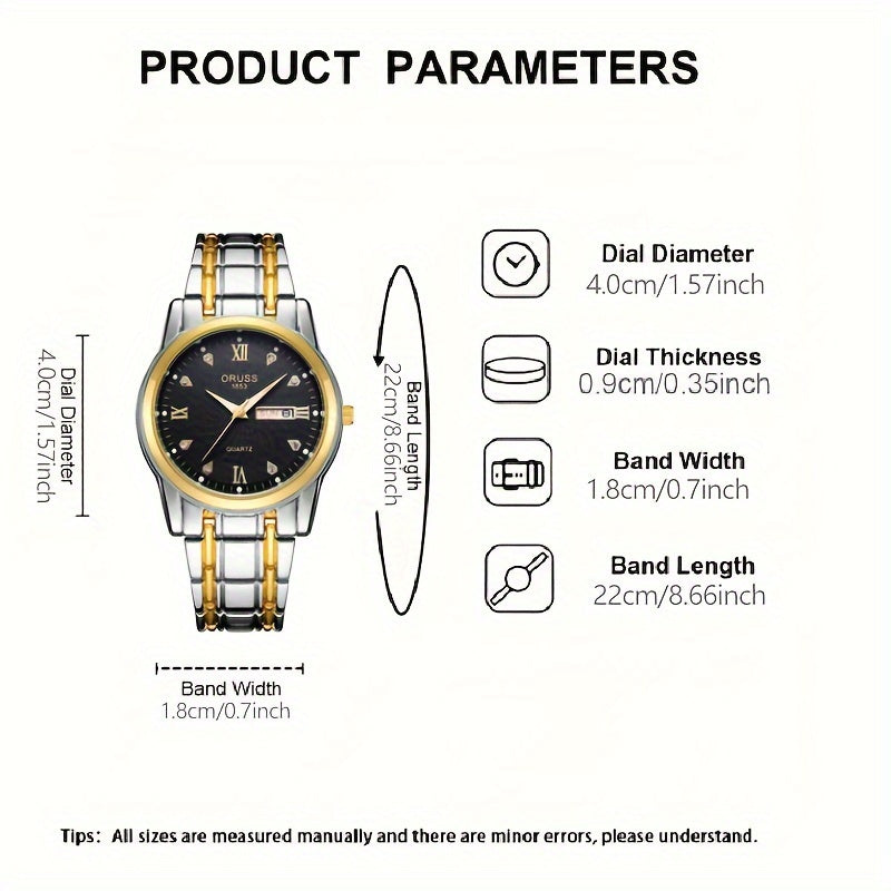 Men's Waterproof Luminous Quartz Watch with Round Dial and Date Function