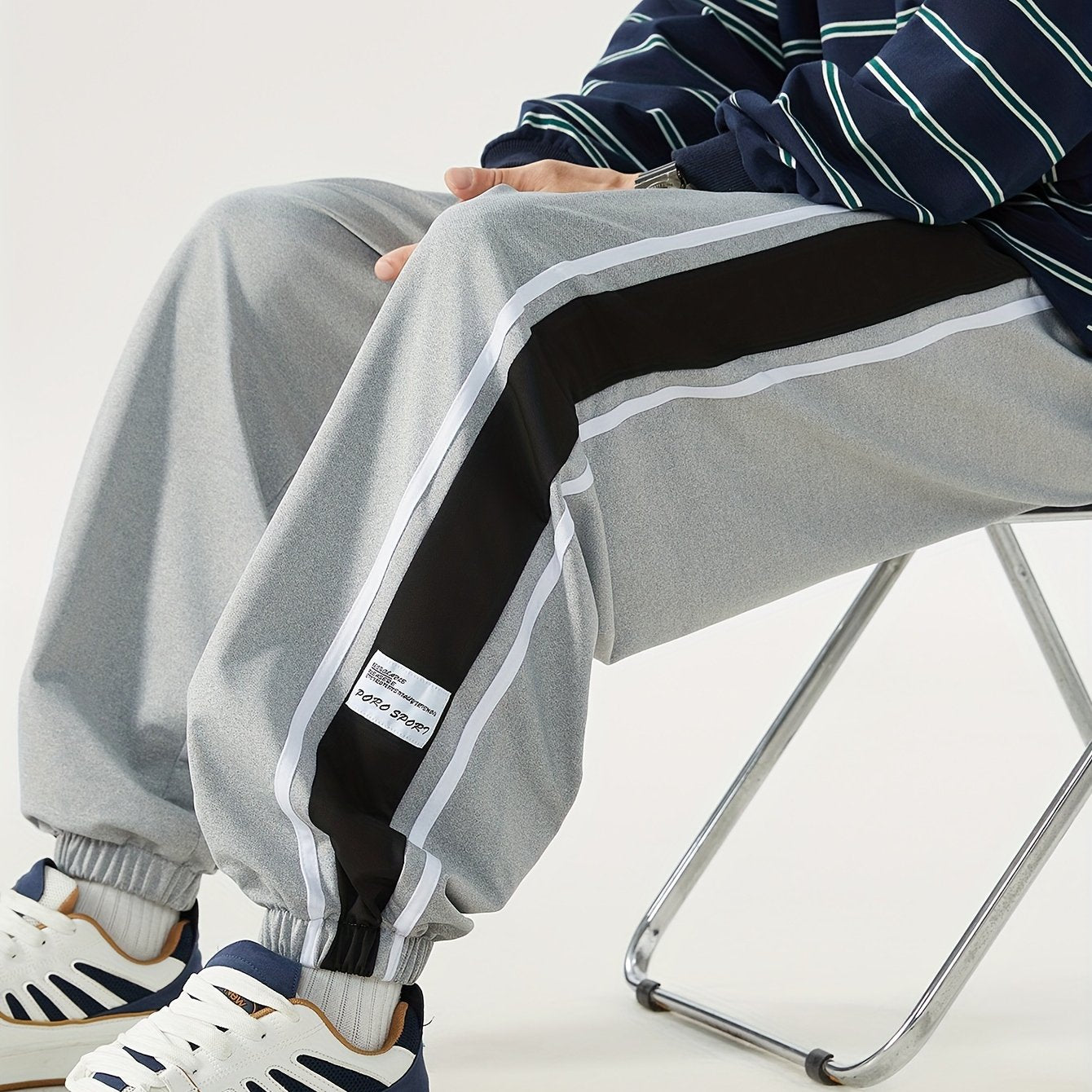 Pantalones deportivos sueltos para hombres para verano y otoño, tallas grandes, patrón geométrico casual, poliéster elastano