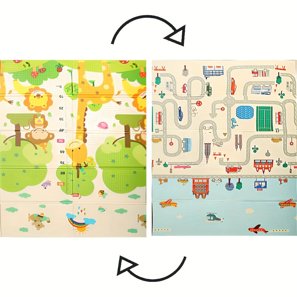 Kids Play Mat Reversible Cartoon Design Extra Plush Durable Crawling Safe 177cm x 117cm