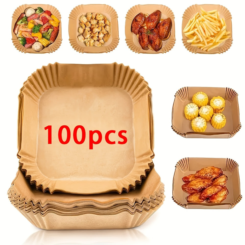 Bir martalik kvadrat havo frayerlari uchun yopishmaydigan 100 ta paket yuqori yog'li pishirish uchun