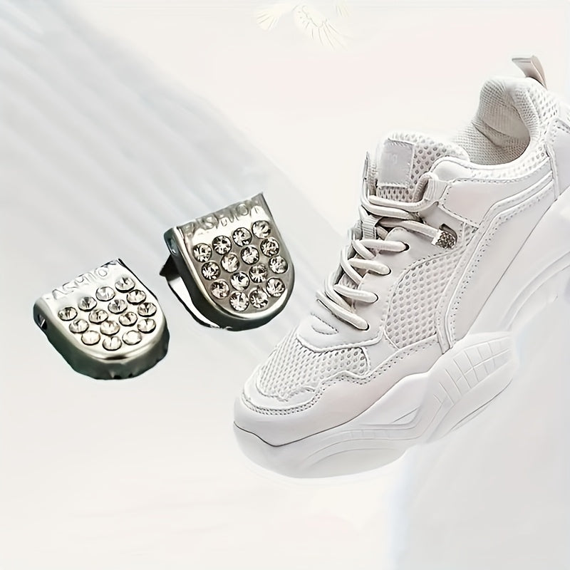 12 Pcs Stainless Steel No-Tie Shoe Clips Diamond-Studded Buckles for Sneakers