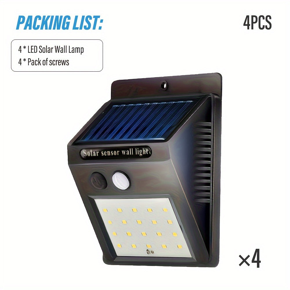 20 LED Solar Outdoor Light with Motion Sensor 3 Modes Wall Fence Garden Garage