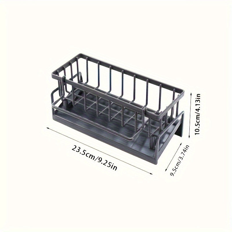 Kitchen Faucet Caddy with Sponge and Towel Storage Sturdy Plastic Stainless Steel